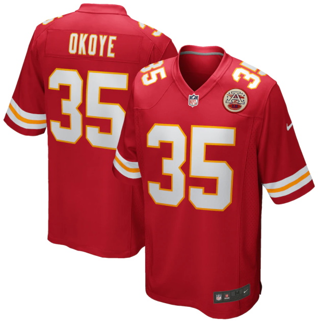 mens nike christian okoye red kansas city chiefs game retired player jersey